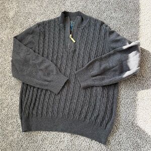 Karen Scott Dark Gray Zip-Up Sweater